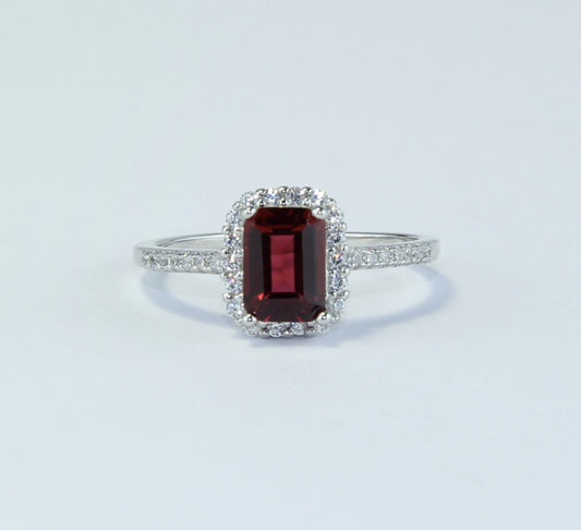 Anillo Viena Rojo Granate Anillo Plata