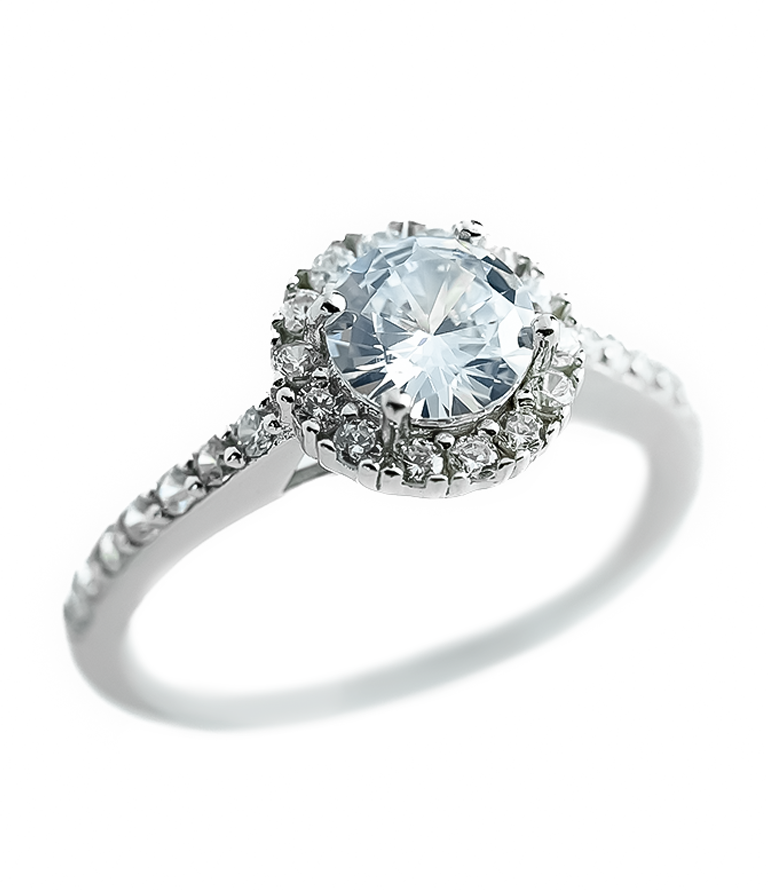 Anillo de compromiso de zirconias AAAA hecho de Plata .925