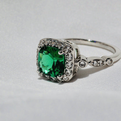 Anillo Sevilla Verde Esmeralda Anillo Plata 