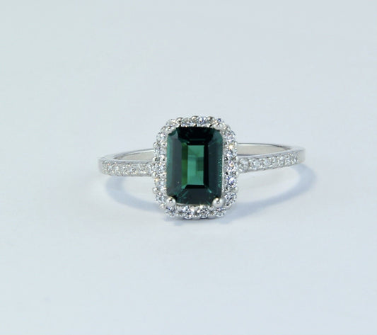 Anillo Viena Verde Esmeralda Anillo Plata