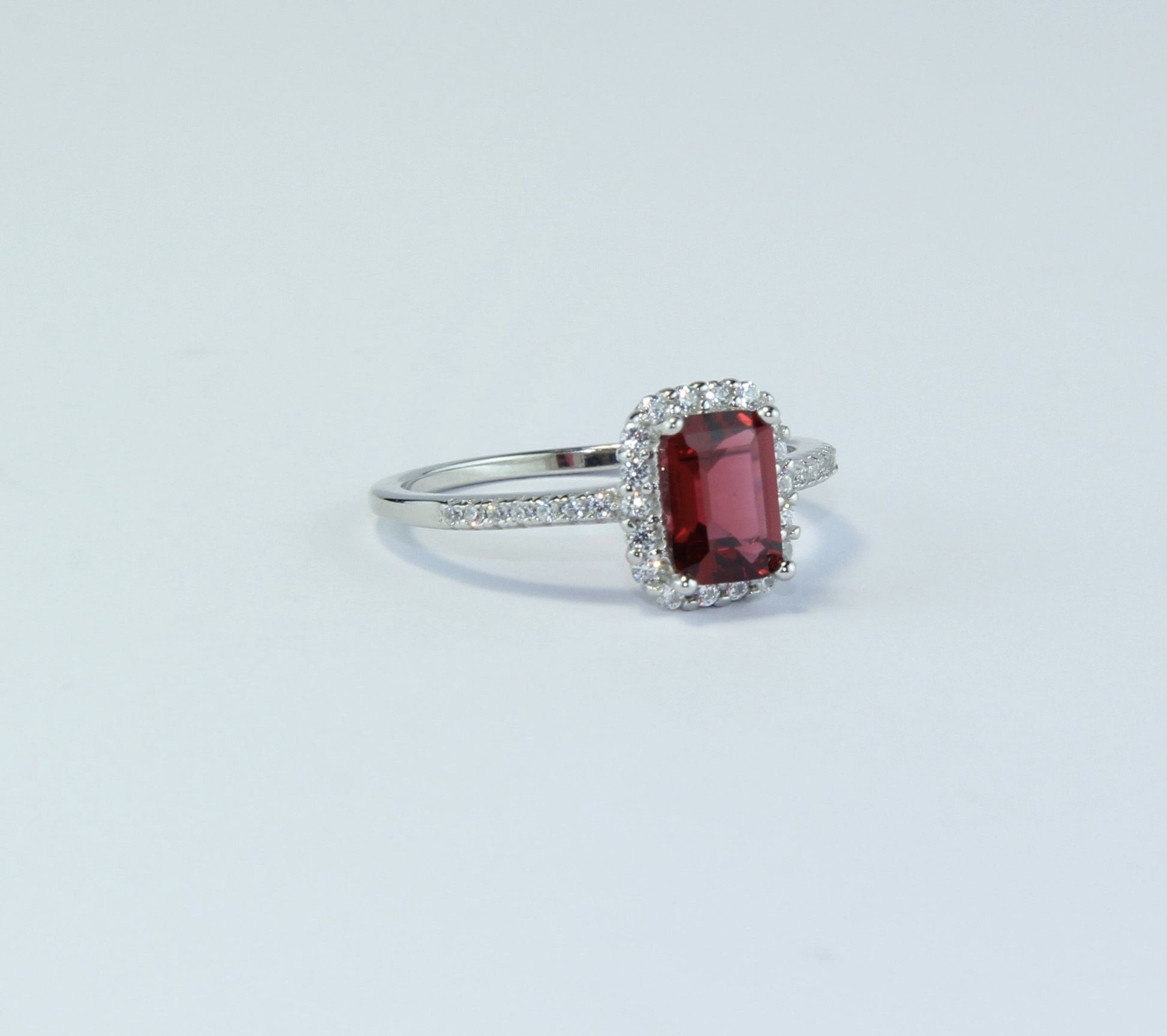 Anillo Viena Rojo Granate Anillo Plata 