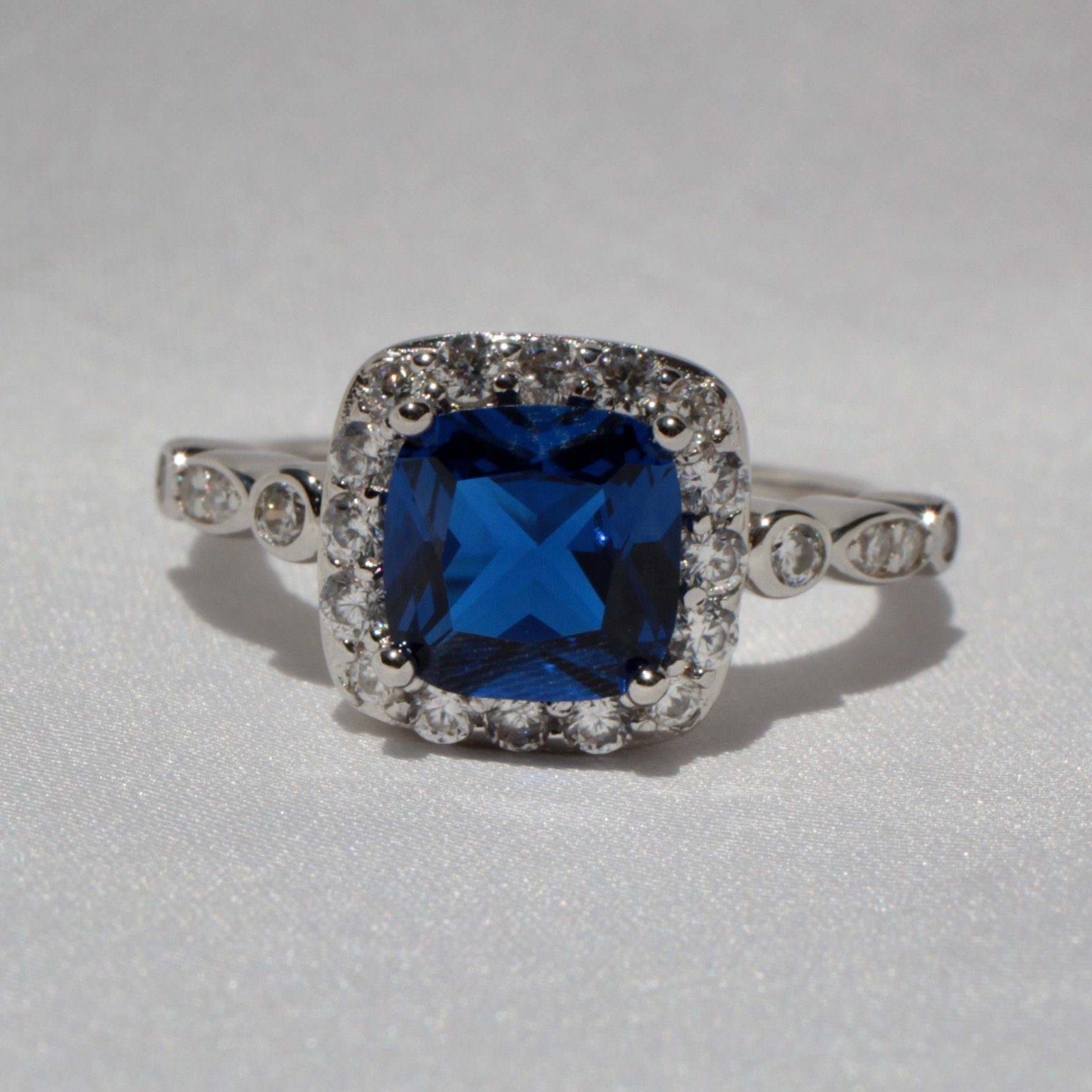 Anillo Sevilla Azul Zafiro Anillo Plata 