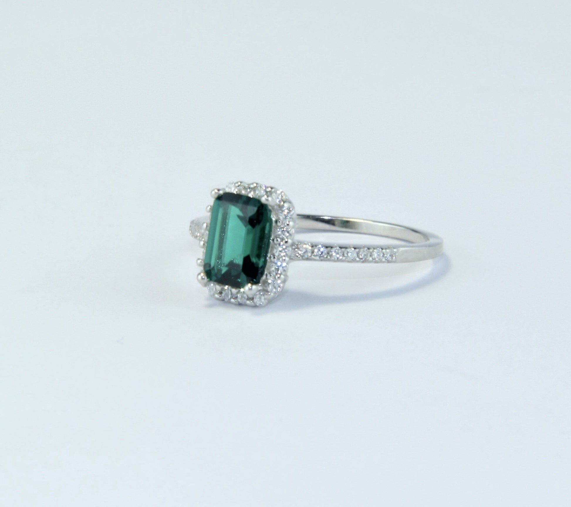 Anillo Viena Verde Esmeralda Anillo Plata 