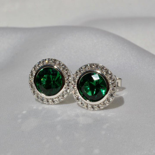 Aretes Roma Verde Esmeralda Anillo Plata 