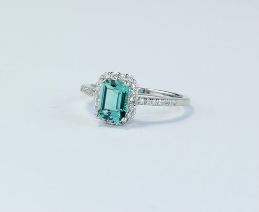 Anillo Viena Verde Agua Anillo Plata 5