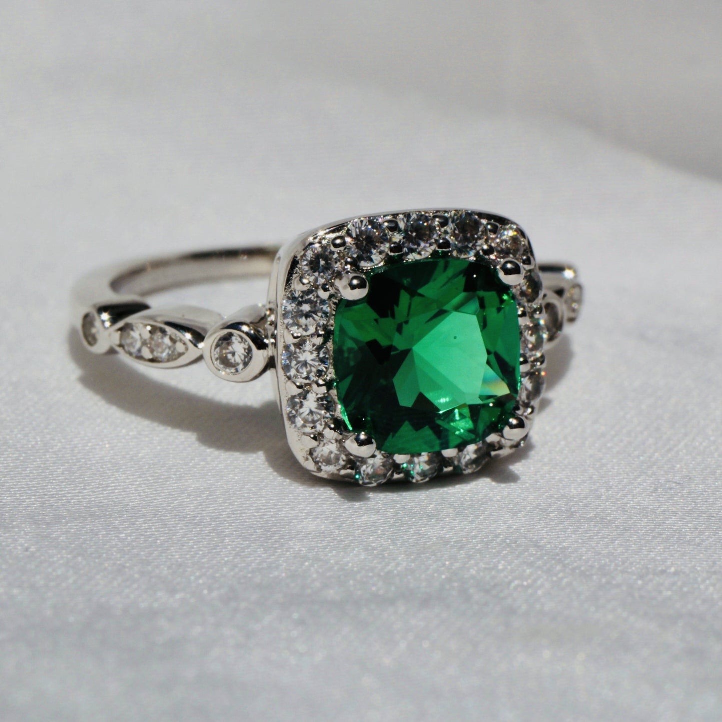 Anillo Sevilla Verde Esmeralda Anillo Plata 