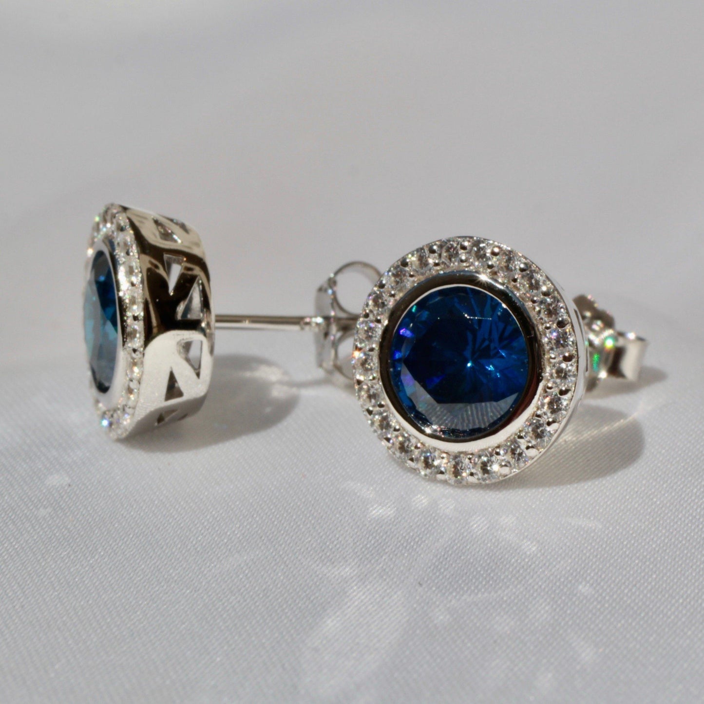 Aretes Roma Azul Zafiro Anillo Plata 