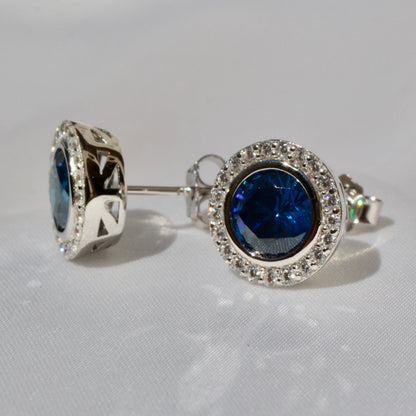 Aretes Roma Azul Zafiro Anillo Plata 