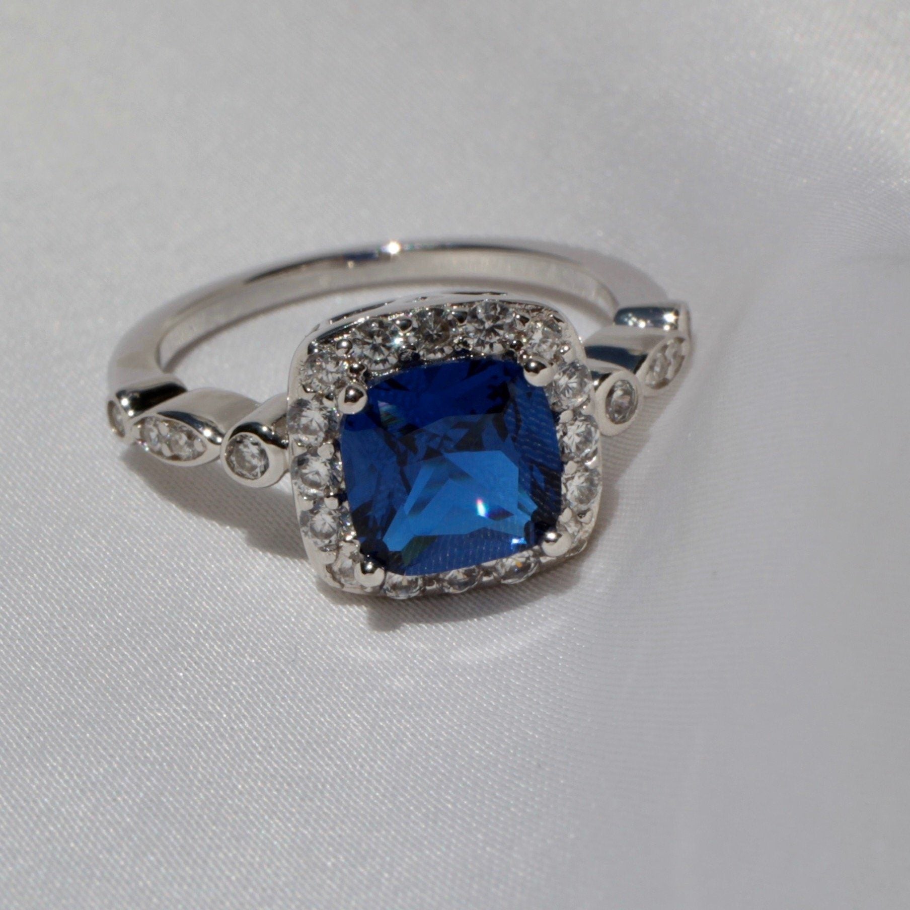 Anillo Sevilla Azul Zafiro Anillo Plata 