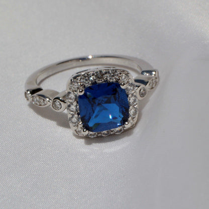 Anillo Sevilla Azul Zafiro Anillo Plata 