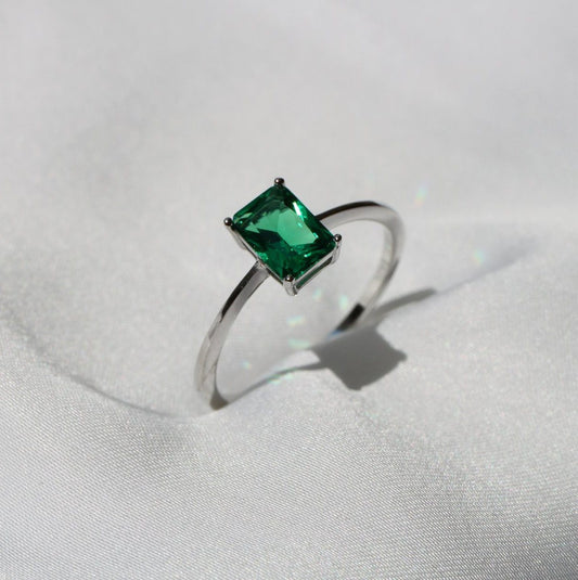 Anillo Petite Verde Anillo Plata 6