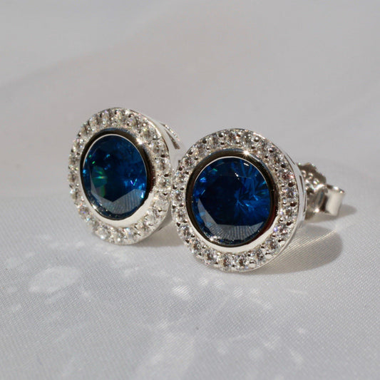 Aretes Roma Azul Zafiro Anillo Plata 